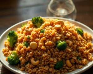 Arroz Integral com Brócolis e Castanhas