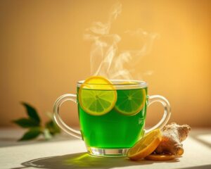 Chá Verde com Limão e Gengibre
