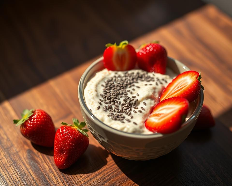 Overnight Oats com Chia e Morango
