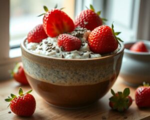 Overnight Oats com Chia e Morango