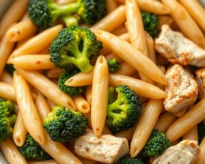 Penne Integral com Frango e Brócolis