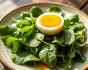 Salada de Espinafre com Ovo Cozido