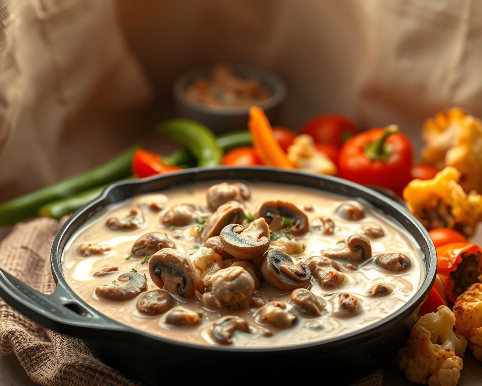 Strogonoff de Cogumelos com Creme de Castanha