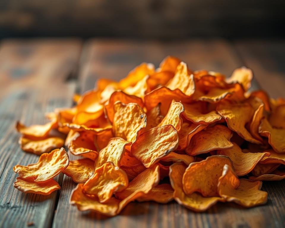 chips de batata-doce assados