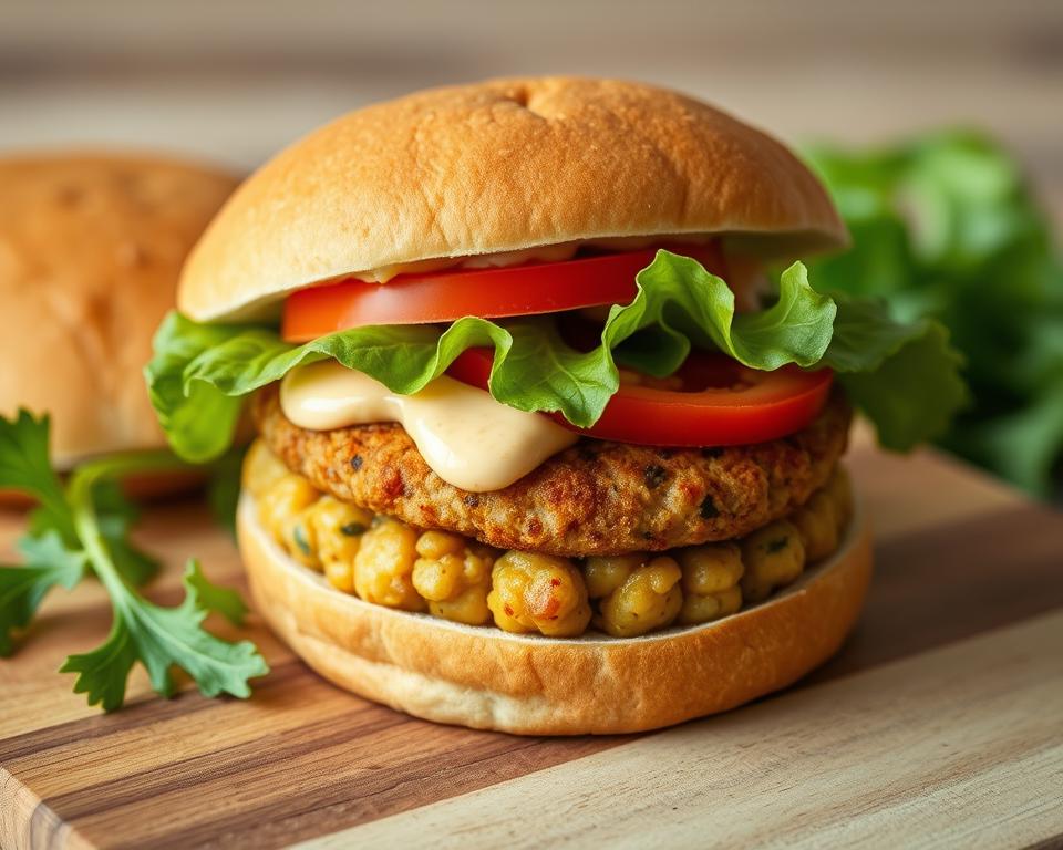 hambúrguer de grão-de-bico vegano hambúrguer de grão-de-bico vegano