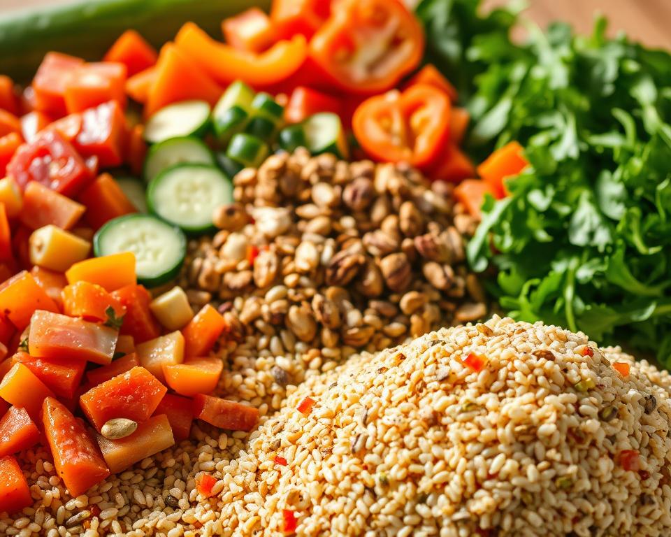 ingredientes para salada de quinoa