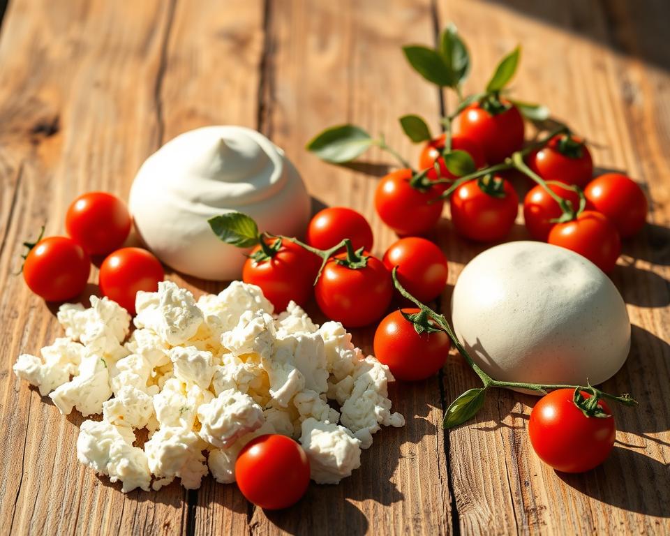 variações de queijo cottage com tomate-cereja