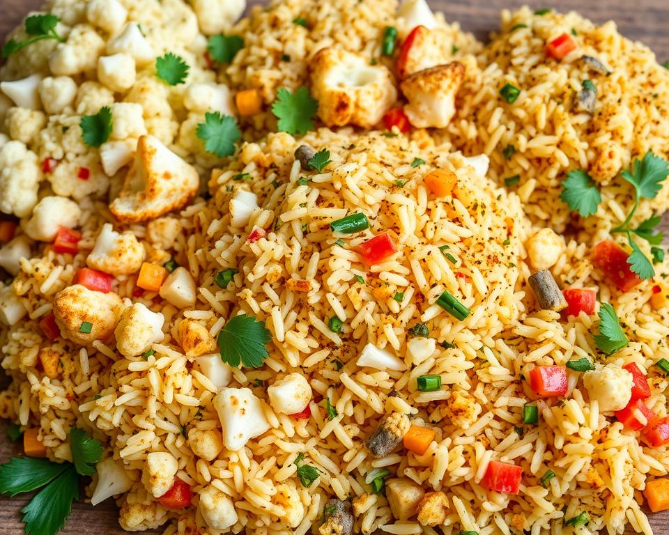 variações de receita de arroz de couve-flor
