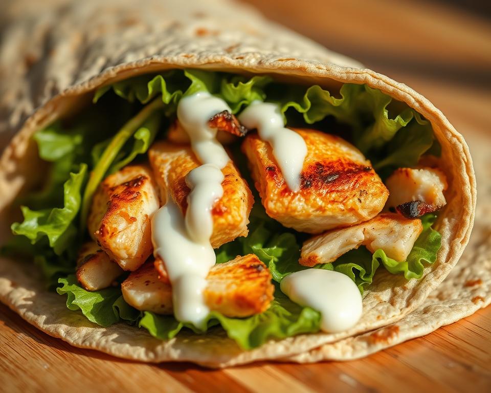 wrap integral com frango e alface wrap integral com frango e alface